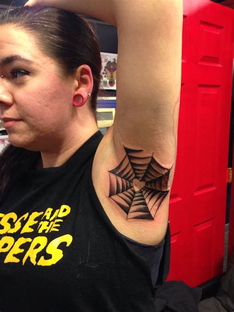 Spiderweb Armpit Tattoo By Wes Fortier Burning Hearts Tattoo Co