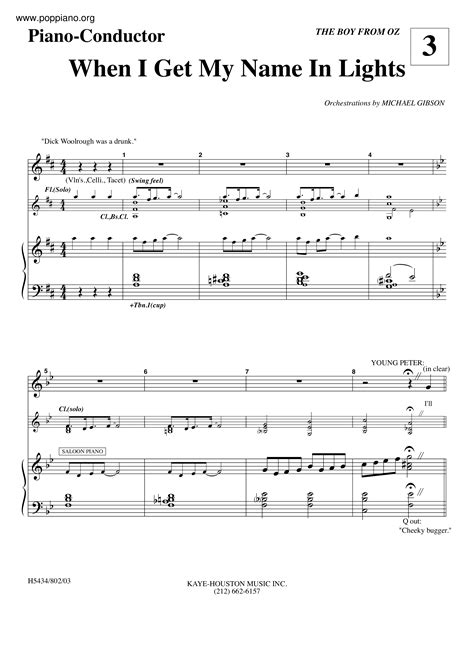 Boy From Oz When I Get My Name In Lights Sheet Music Pdf Free Score