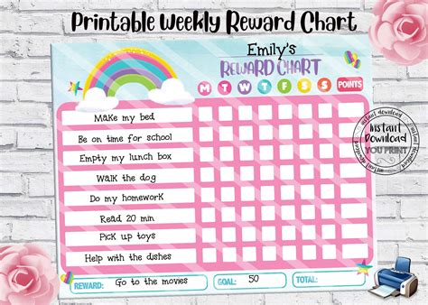 Weekly Chore Charts Printable Reward Charts Weekly Chores Polymer
