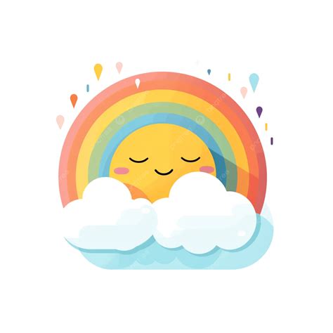 Vector Flat Illustration Happy Cute Rainbow Vector Plane Illustration