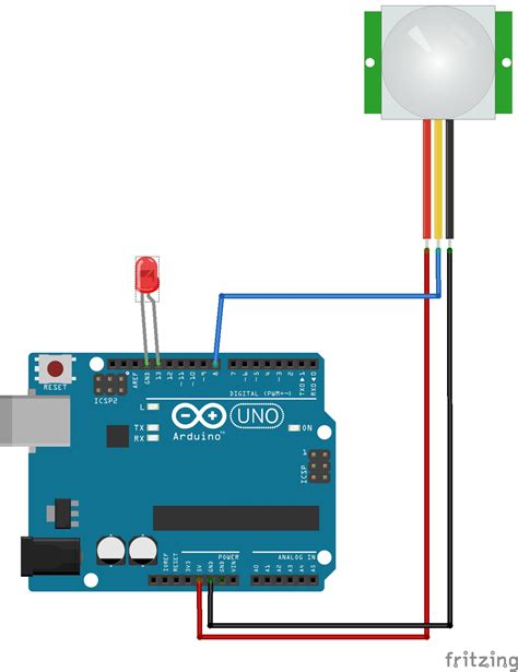 Pir Motion Sensor Arduino Circuit Diagram