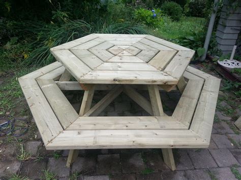 Wood Hexagon Picnic Table