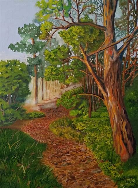 Forest Path Original Oil Painting Painting By Cindy Harvell Fine