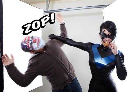 Nightwing Cosplay Kicks Ass Eats Fried Chicken