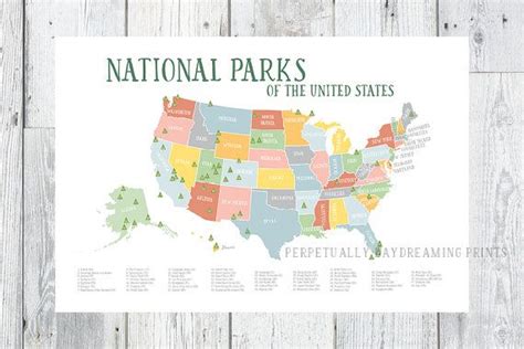 Americas National Parks Map Printable Explorer Etsy Us National