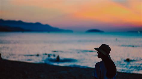 Hình ảnh Chân Dung Phong Cảnh Ánh Sáng Rực Rỡ Đèn Nền Bờ Biển Mờ