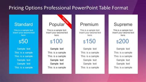 Professional Pricing Options Powerpoint Template Slidemodel