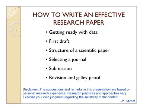Pdf How To Write An Effective Research Paper