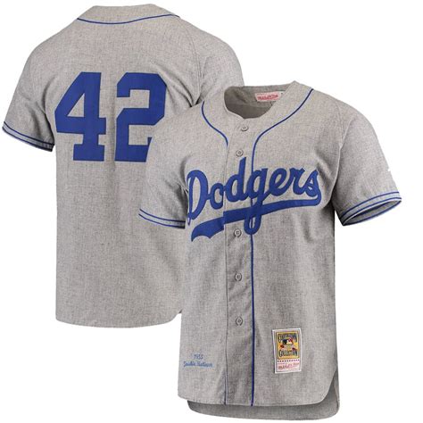 Mitchell And Ness Jackie Robinson Brooklyn Dodgers Gray Authentic Jersey
