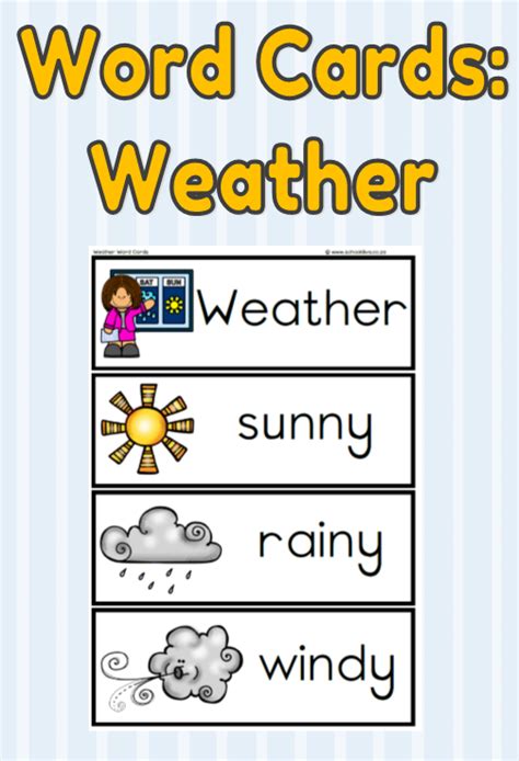 Weather Word Cards School Diva