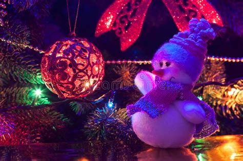 Christmas Toy Snowman Stock Photo Image Of Lights Winter 105730140