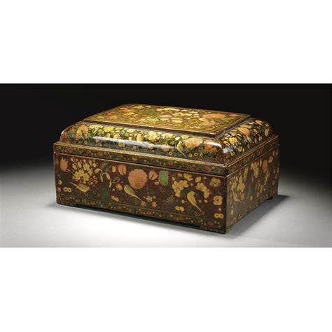 34 large qajar lacquer casket persia 19th century