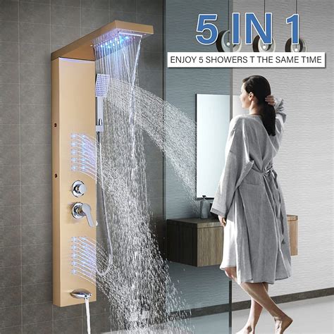 Buy AlenArt Shower Panel Tower System Stainless Steel 5 Function Faucet