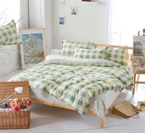 Kick your feet up in soft and comfy bedding sets and linens at shein! Country Style Plaid Bedding Duvet Quilt Cover with ...