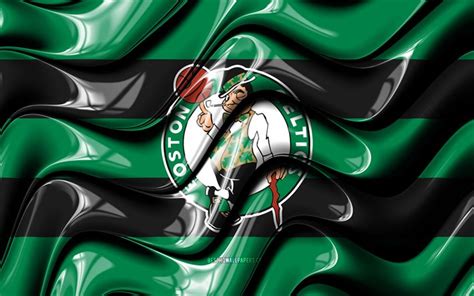Download Wallpapers Boston Celtics Flag 4k Green And Black 3d Waves
