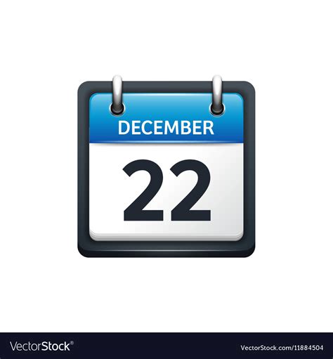 December 22 Calendar Icon Royalty Free Vector Image