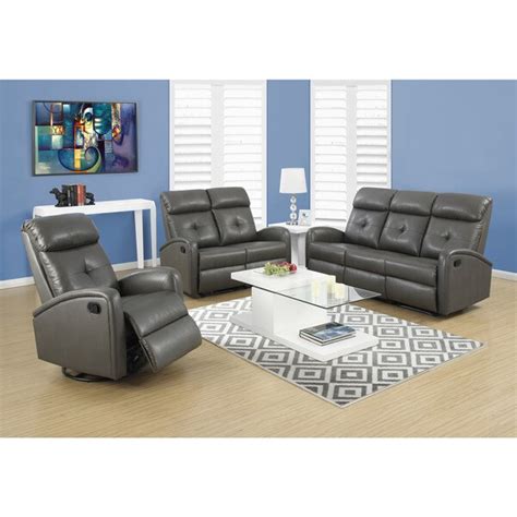 Monarch Charcoal Grey Bonded Leather Reclinerswivel Glider Free