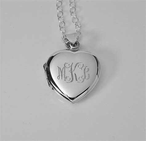 Custom Engraved Locket Personalized Sterling Silver Heart Etsy