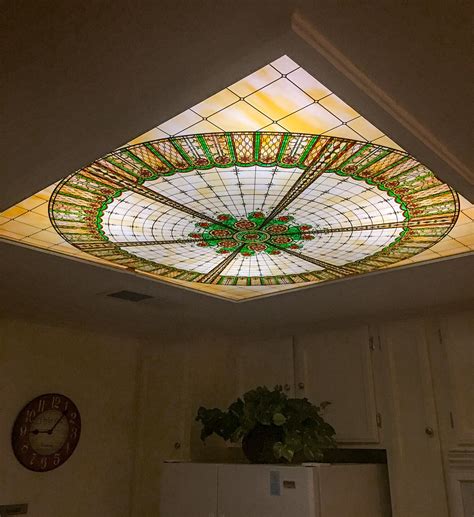 Stained Glass Ceiling Light Patterns Ceiling Glass Stained Lamp Bodewasude