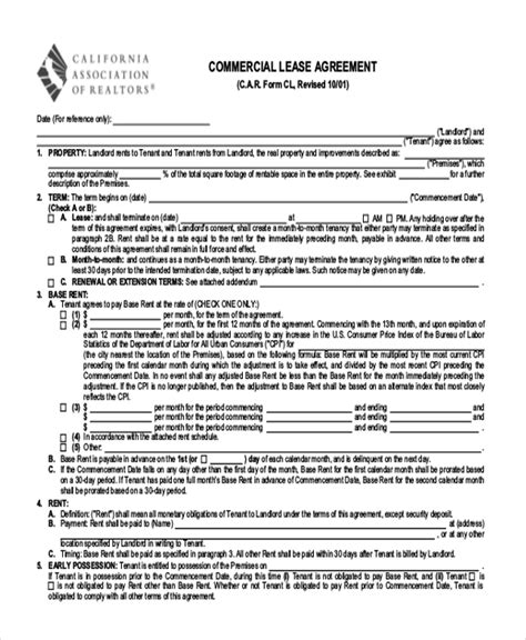 Official rental agreement templates for all lease types in california (residential and commercial). FREE 9+ Lease Agreement Form Samples in PDF | MS Word
