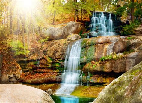 Waterfall Autumn Forest Royalty Free Stock Images Waterfall