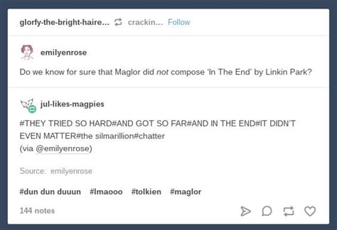 It Makes Sense Tolkien Senses Linkin Park