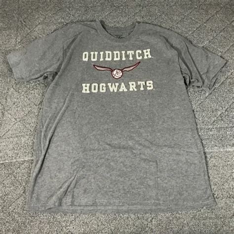 Harry Potter Shirt Adult Large Quidditch Hogwarts Gray Short Sleeve Tee