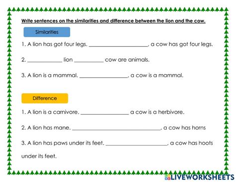 Similarities And Difference Interactive Worksheet