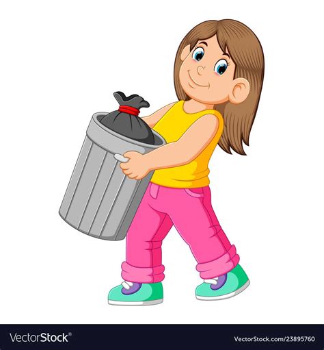 Woman To Throw Away Garbage Royalty Free Vector Image Vector Free