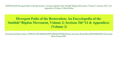 Ppt Download Divergent Paths Of The Restoration An Encyclopedia Of