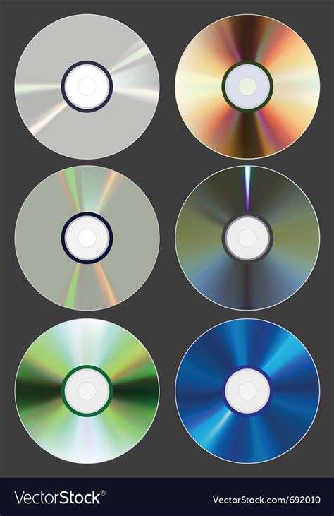 Set Of Discs Cd Dvd Blu Ray Royalty Free Vector Image