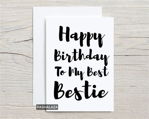 Bestie Birthday Card Funny Birthday Card For Best Friend Etsy Uk Calligraphy Birthday Card