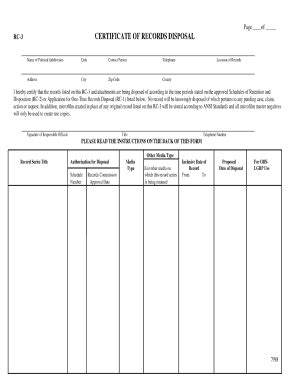 Certificate Of Disposal Template Fill And Sign Printable Template Online