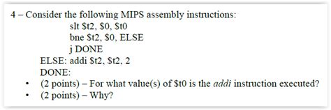 Solved Consider The Following Mips Assembly Instructions Chegg Com