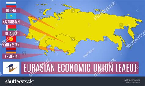 Vector Schematic Map Member States Eurasian Stock Vector Royalty Free