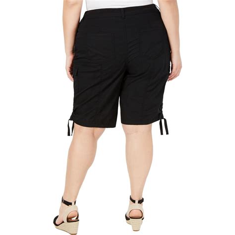 Style And Co Womens Black Mid Rise Cargo Bermuda Shorts Plus 22w Bhfo 6487 Ebay