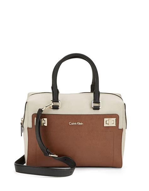Calvin Klein Leather Satchel Bag In Brown Lyst