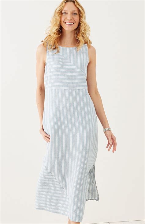 Long Striped Linen Dress J Jill Linen Dresses Linen Clothes Casual Dresses Summer Dresses