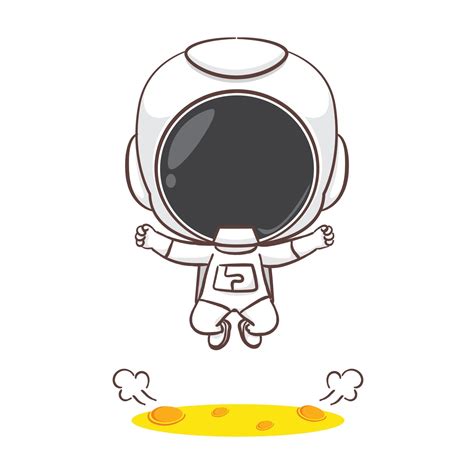 Cute Astronaut Jumping On The Moon Cartoon Character Space Concept
