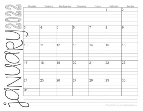 2022 Monday Start Lined Monthly Calendars 85x11 Landscape Etsy Uk