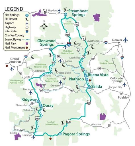 Map Of The Colorado Historic Hot Springs Loop Iron Mountain Hot Springs