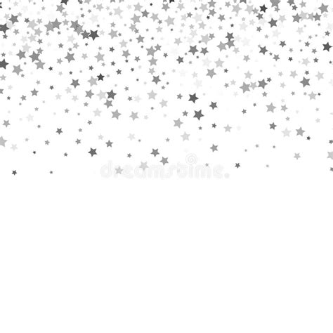 Silver Stars Confetti Flying Down Over White Background Isolate Stock