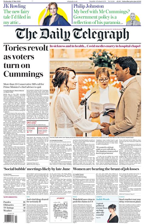 Tomorrows 27052020 Telegraph Front Page The Daily Telegraph