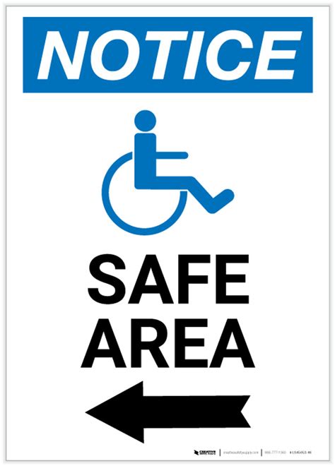Notice Safe Area Left Arrow With Ada Icon Portrait Label