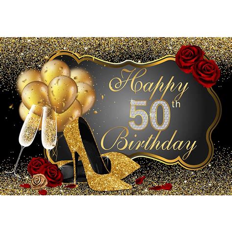 I found these just in time for my 50th birthday party. Happy 50th Birthday Party Backdrop Printed Gold Balloons ...