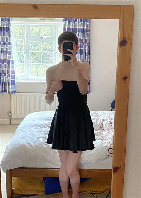 Me Being Girly In Front Of The Mirror In A Black Dress R Femboy