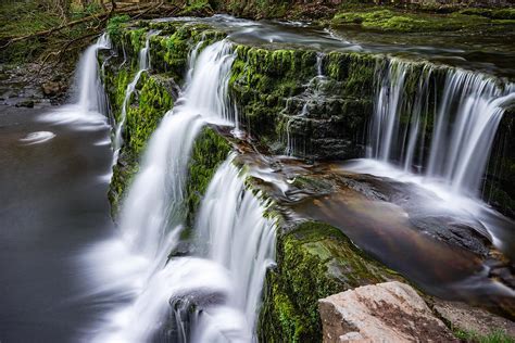 A Beautiful Waterfall In Brecon Beacons National Park In Wales