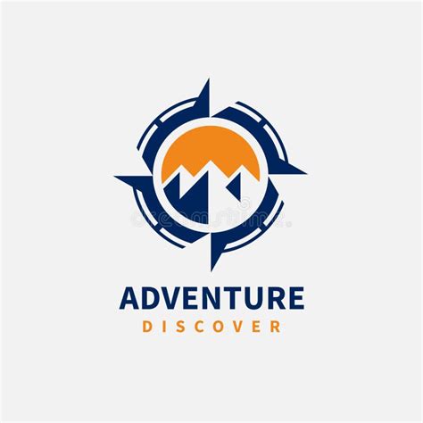 Compass Mountain Adventure Discover Logo Design Stock Vector