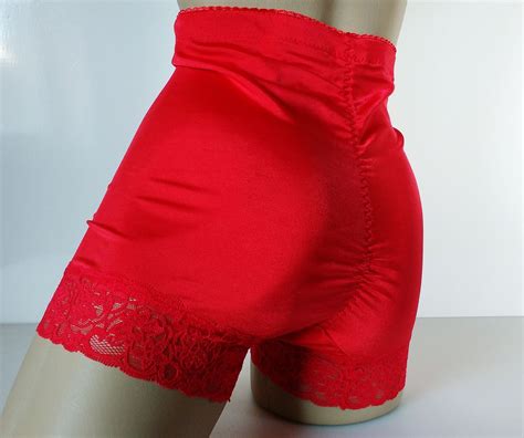 Silky Red High Waist Full Brief Pinup Style Light Control Panties Xs Uk