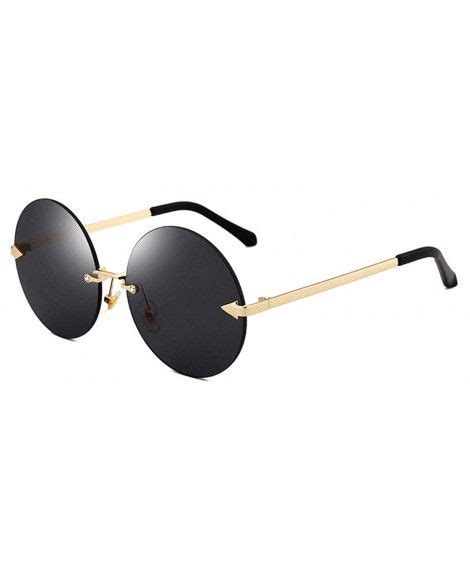 gamt oversized arrow rimless round sunglasses for men and women frameless
